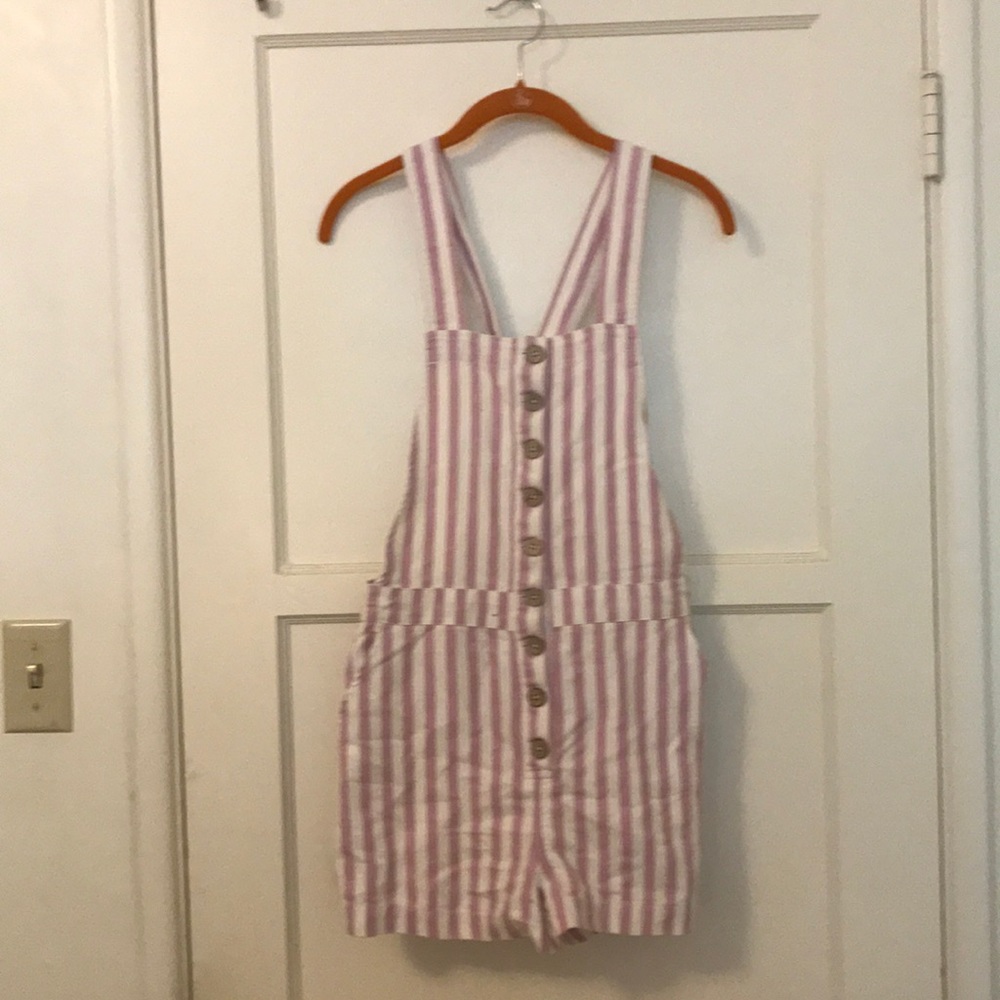 Pink Striped Overalls